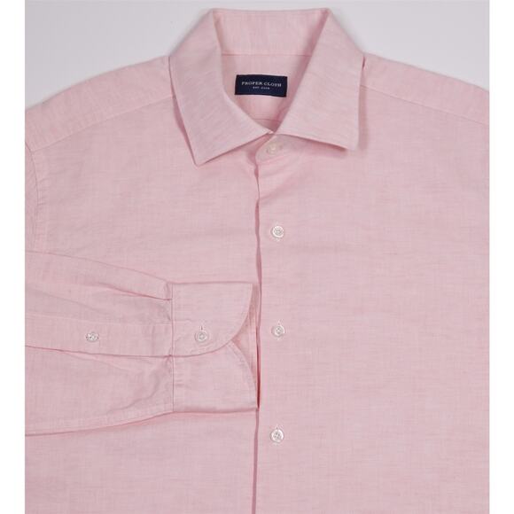 Proper Cloth Lot of 2 Custom Made Cotton Linen Button-Up Shirts Slim Medium - Picture 2 of 12